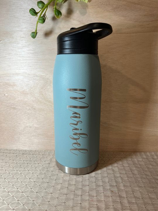 Personalized Water Bottle With Straw 24 Oz. Custom Water Bottle With Straw  Flip Top Lid Clear Water Bottle Bridesmaid Kids 