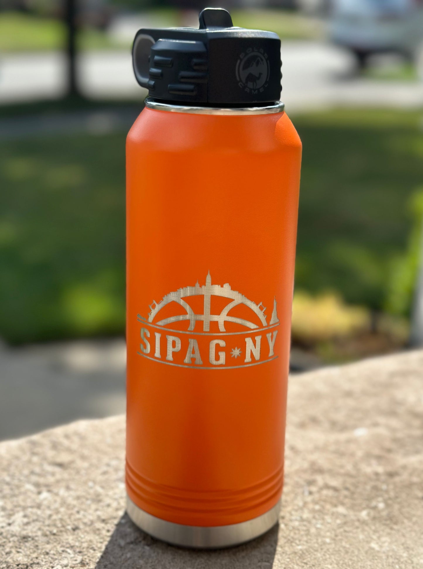 32oz SIPAG-NY Water Bottles; front and back engraving