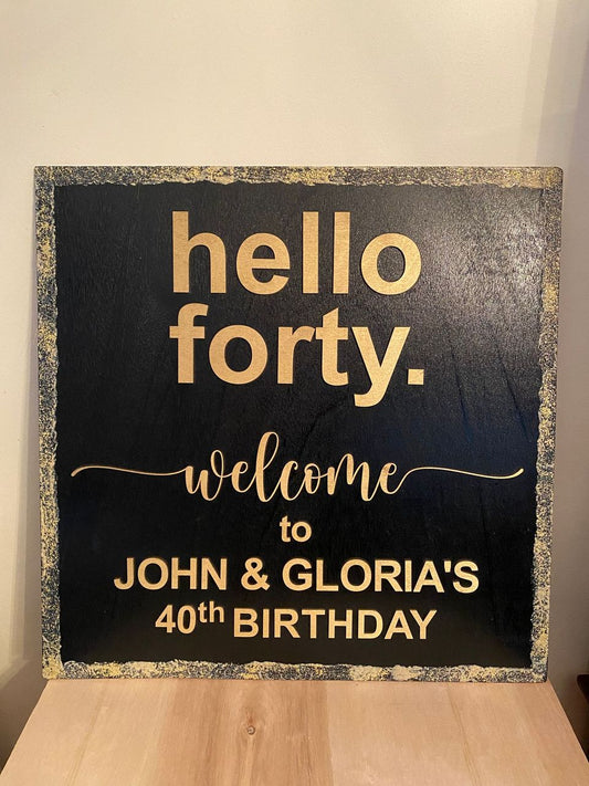 Personalized Black & Gold Birthday Sign