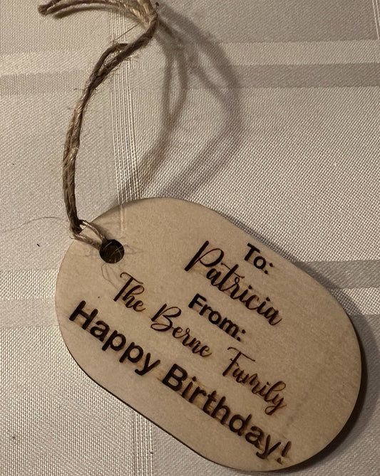 Personalized Oval Wooden Gift Tag