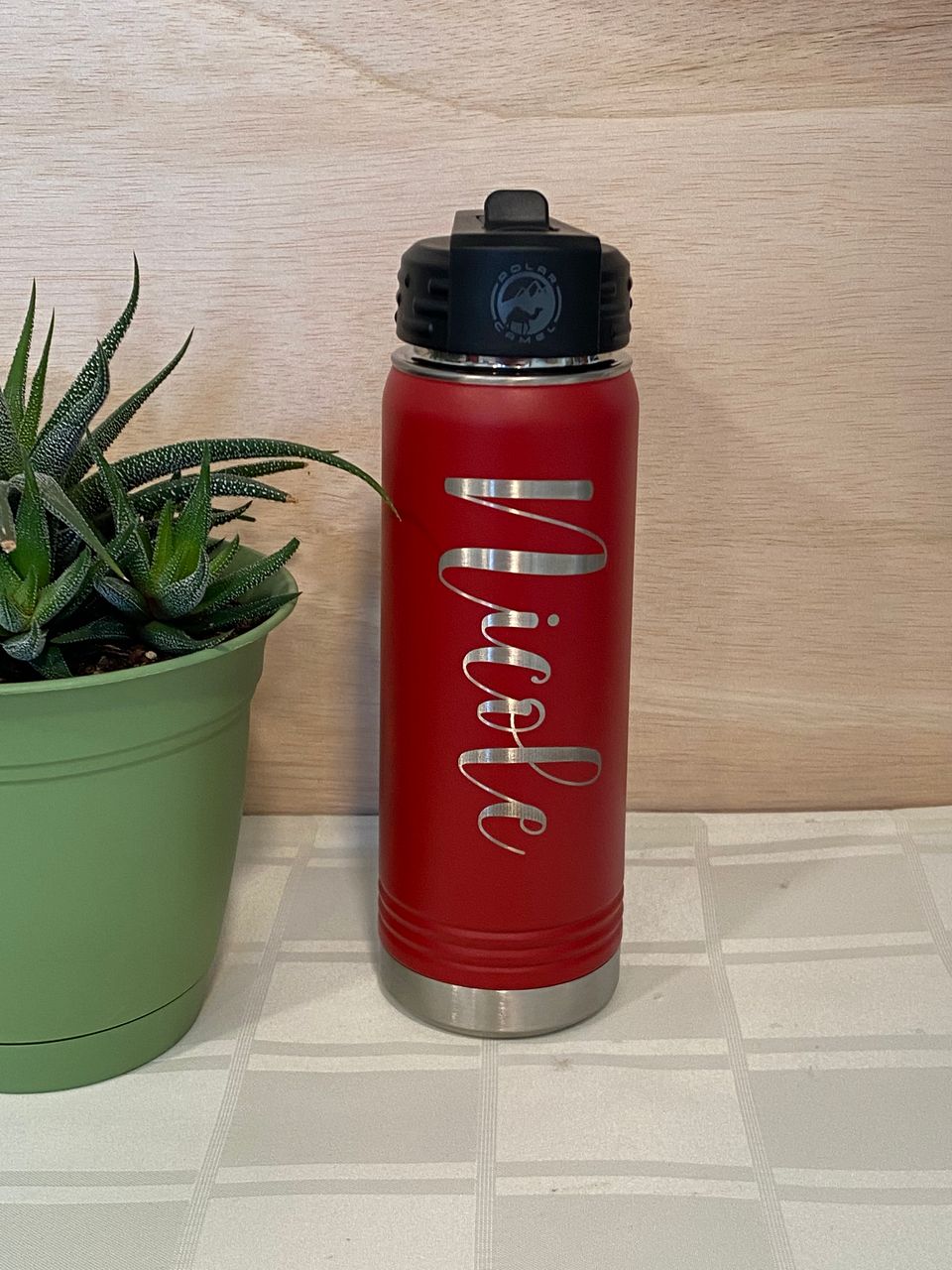 20 oz Personalized Straw Lid Water Bottle