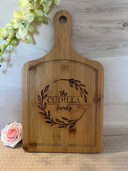 Personalized Bamboo Cutting Board with Handle