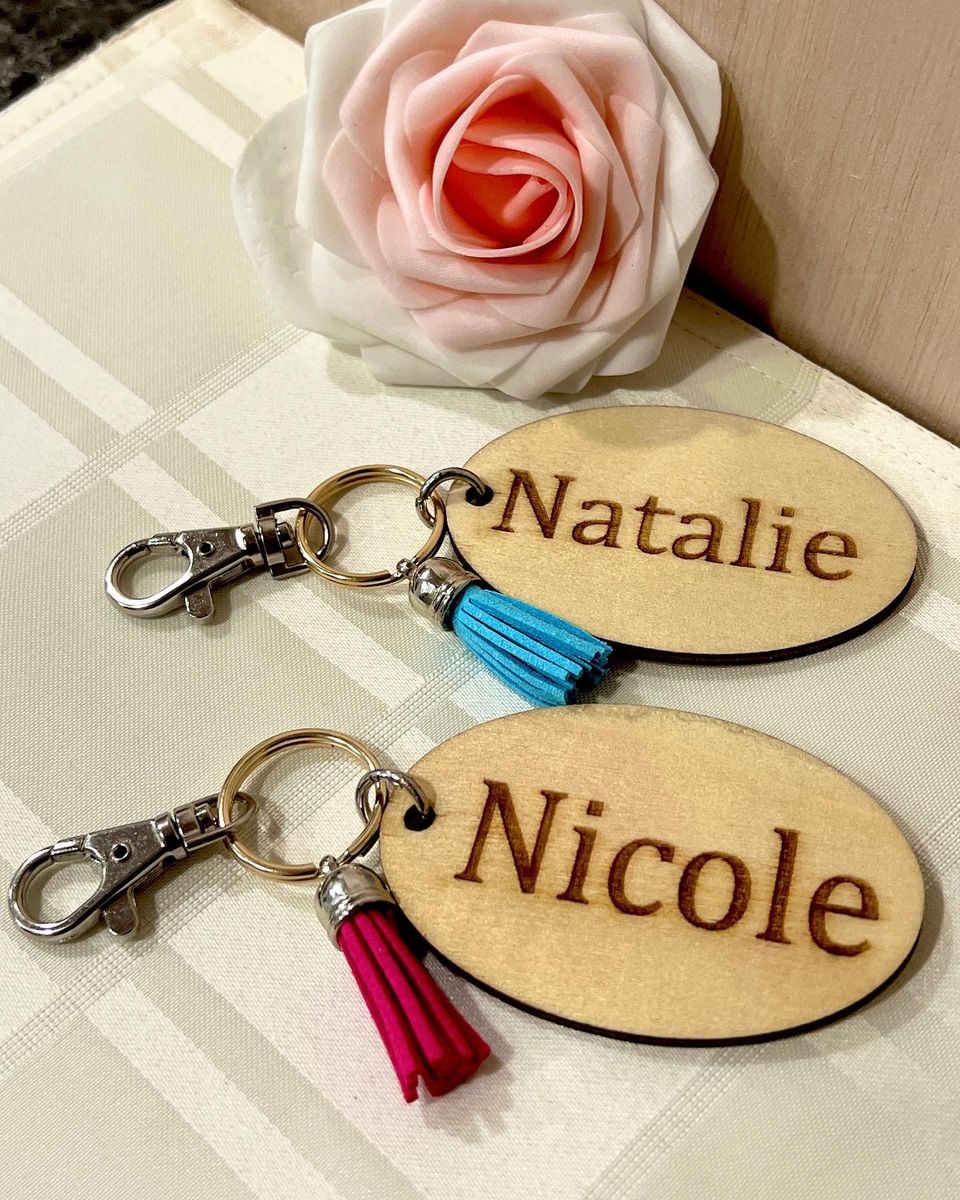 Personalized Oval Backpack Tags with Tassel