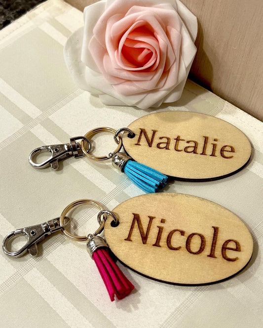 Personalized Oval Backpack Tags with Tassel