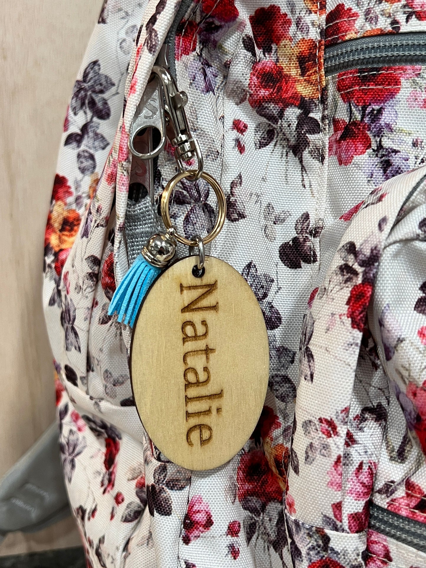 Personalized Oval Backpack Tags with Tassel