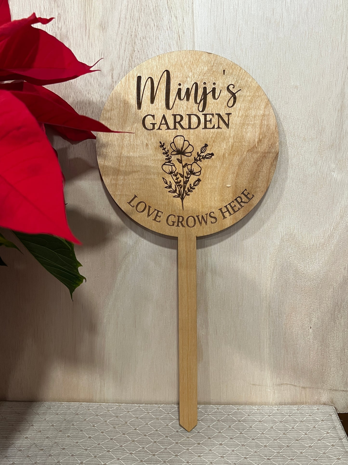 Personalized Planter Stick with Wildflower Engraving