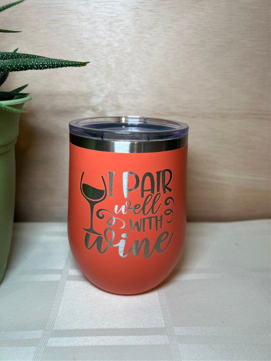 12 oz Wine Tumbler with Custom Design