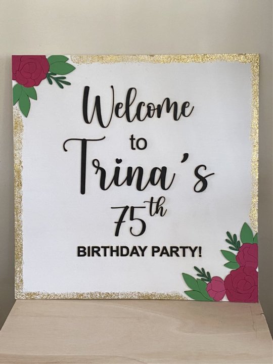 Personalized Welcome Sign with 3D Painted Letters and Flowers
