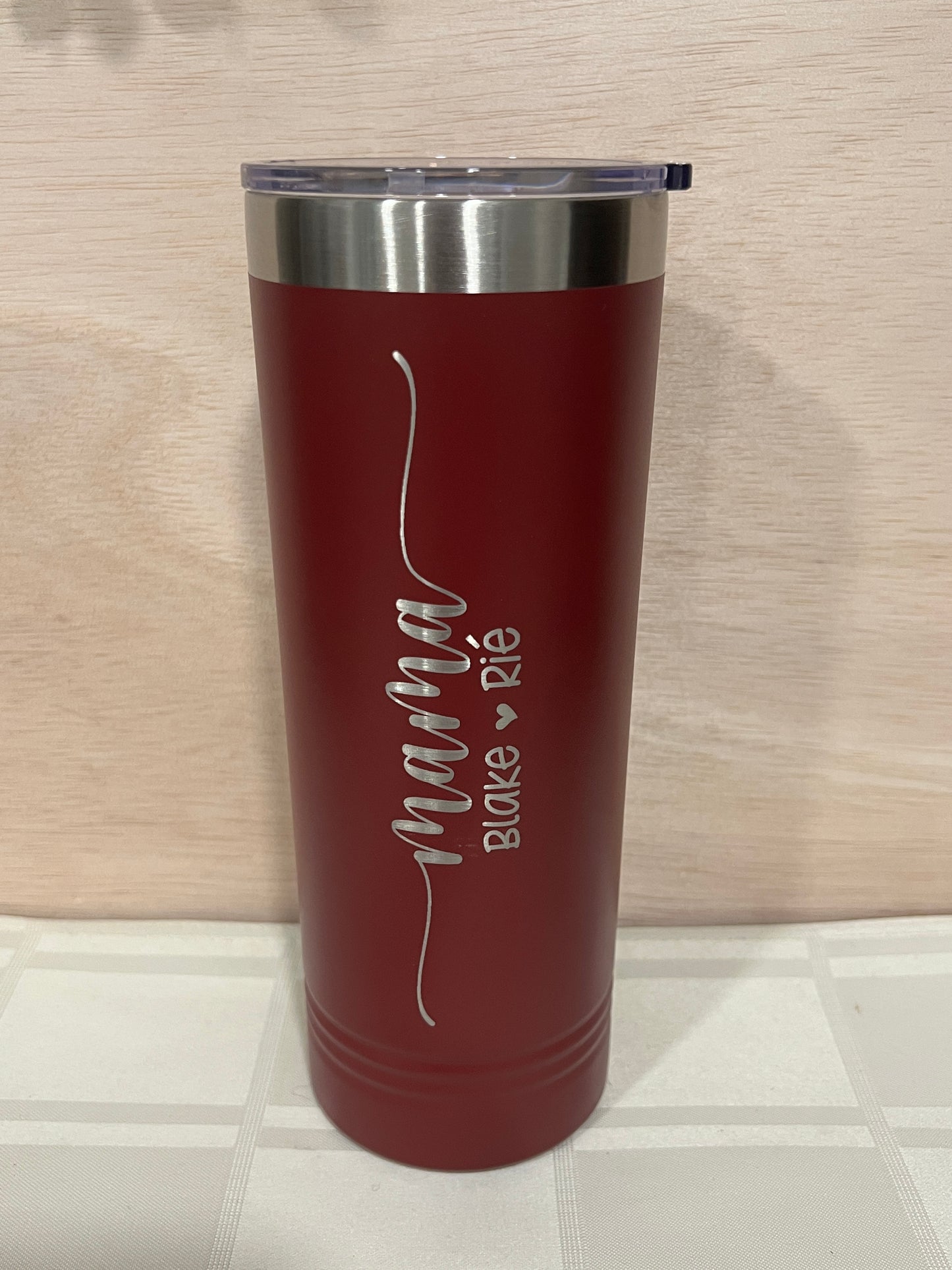 22 oz Personalized Skinny Drink Tumbler with Slider Lid ; Two Line Engraving