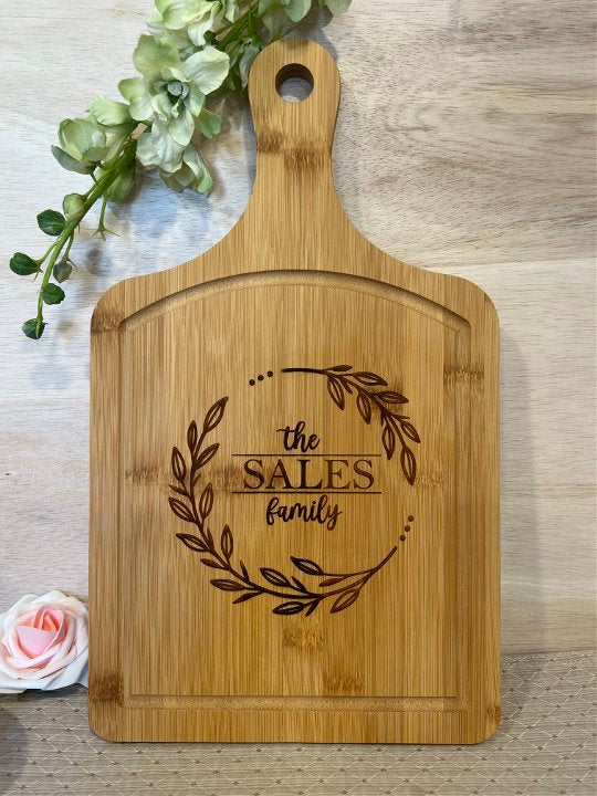 Personalized Bamboo Cutting Board with Handle